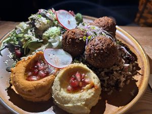 Falafel rice and hummus   at Warzywniak in Poznan