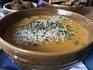 Turnip and sweet potato soup  at Warzywniak in Poznan