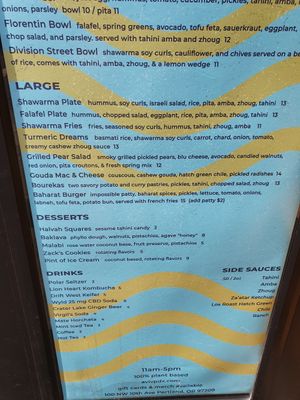 Menu at Aviv - Old Town in Portland