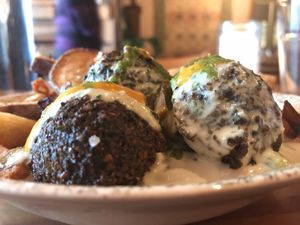 Falafel bowl with hummus at Aviv - Old Town in Portland