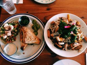 Bourekas and Shawarma fries at Aviv - Old Town in Portland