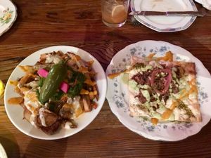 Schwarma fries and jackfruit brisket at Aviv - Old Town in Portland