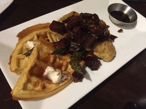 Chicken and waffles at Taste - Sand Castle Winery in Phoenixville