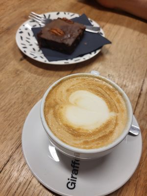 cappuccino and vegan pecan brownie at I Scream Coffee in Leiden