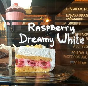 Raspberry cake with white chocolate mousse and a little bit of peach at I Scream Coffee in Leiden