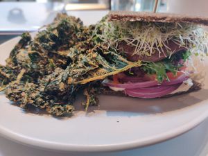 The "Ish" Beet BBQ Burger at Under the Sun Cafe in Long Beach