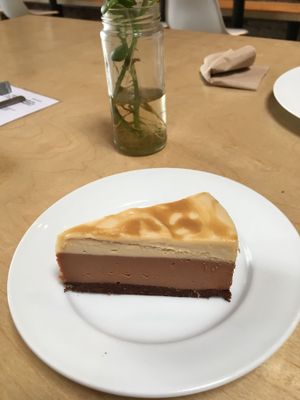 Caramel Brownie Cheezecake at Under the Sun Cafe in Long Beach