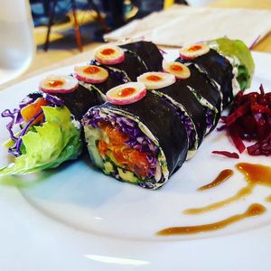 Incredible Raw Vegan Sushi  at Under the Sun Cafe in Long Beach
