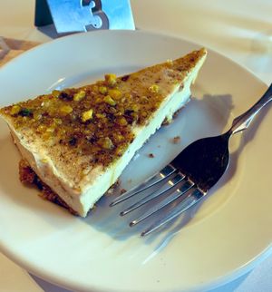 Pistachio cheesecake  at Under the Sun Cafe in Long Beach