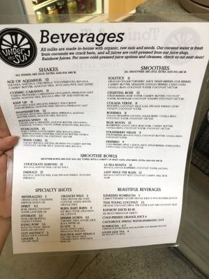 Wide variety of beverages (i forgot to take a pic of the other side tho) at Under the Sun Cafe in Long Beach