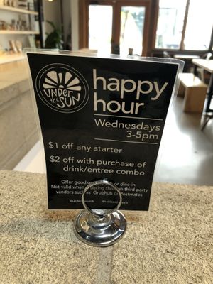 Happy hour specials at Under the Sun Cafe in Long Beach
