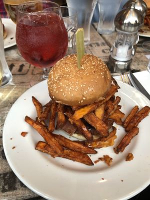 Vegan Caribbean Burger at Bread Meats Bread in Edinburgh