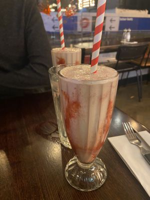 Vegan strawberry milkshake  at Bread Meats Bread in Edinburgh
