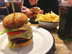 Vegan Fried Chick’n Cheeze Bacon Burger & Fries at Bread Meats Bread in Edinburgh