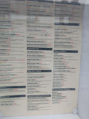 Menu at Bread Meats Bread in Edinburgh