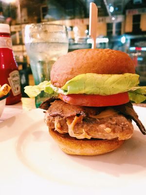 Vegan chicken, cheese and facon burger  at Bread Meats Bread in Edinburgh