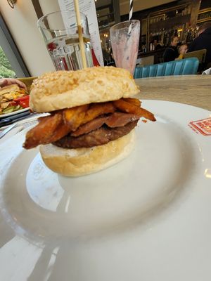 Maple burger at Bread Meats Bread - St Vincent St in Glasgow