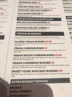 Vegan burger options  at Bread Meats Bread - St Vincent St in Glasgow