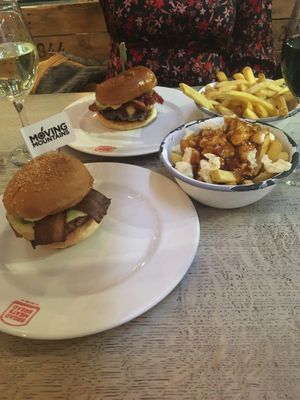 Vegan cheeseburger with “bacon” and vegan poutine  at Bread Meats Bread - St Vincent St in Glasgow