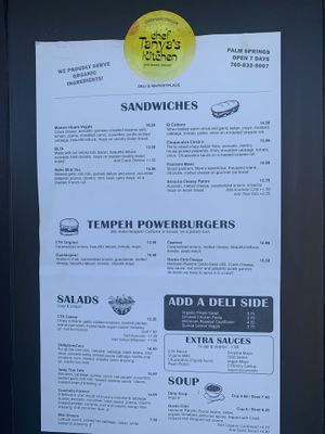 Menu  at Chef Tanya's Kitchen in Palm Springs