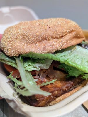 Simple tempeh burger at Chef Tanya's Kitchen in Palm Springs