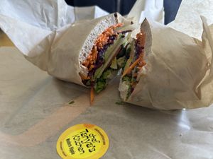 Veggie sandwich with housemade crack cheese, delicious   at Chef Tanya's Kitchen in Palm Springs