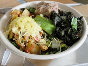 The burrito special of the day made into a salad (gf) at Chef Tanya's Kitchen in Palm Springs