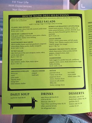 Menu at Chef Tanya's Kitchen in Palm Springs