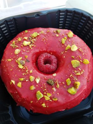 Raspberry pistachio donut! So good! at Chef Tanya's Kitchen in Palm Springs