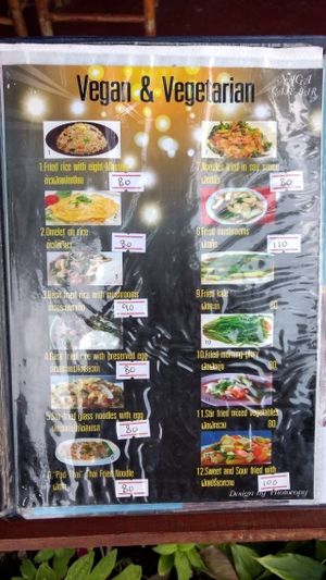 Page 2 of the Vegan & Vegetarian menu at Naga Cafe & Bar in Koh Chang