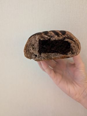 Inside the chocolate cake bread at HiPizza in Taipei