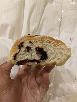 Inside the chocolate and cranberry bread at HiPizza in Taipei