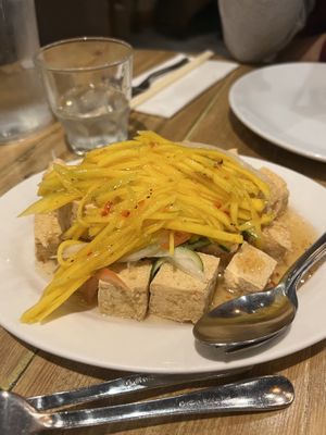 Fried tofu and mango   at Amaysia Restaurant in Newcastle Upon Tyne