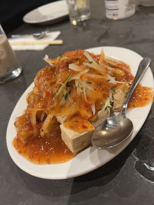 Tofu with chilli sauce   at Amaysia Restaurant in Newcastle Upon Tyne
