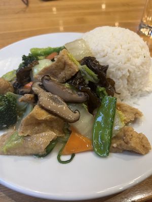 Mixed veg and deep fried tofu   at Amaysia Restaurant in Newcastle Upon Tyne