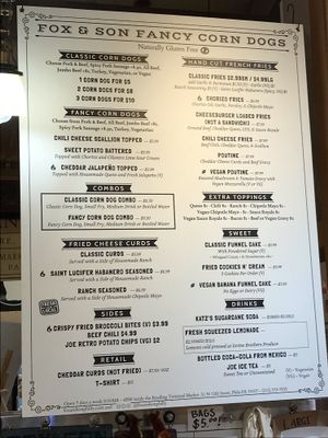 Menu at Fox & Son Fancy Corndogs in Philadelphia