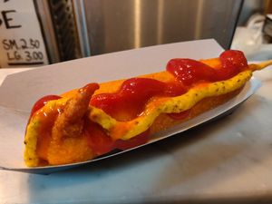 Vegan corn dog at Fox & Son Fancy Corndogs in Philadelphia