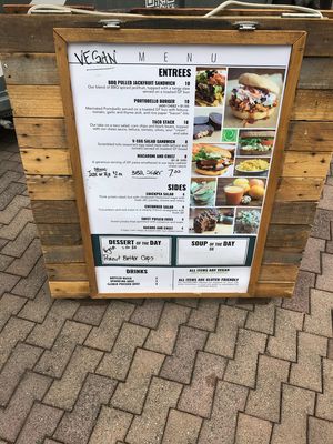 Menu for food truck May 15, 2018 at Vego Bistro in Austell
