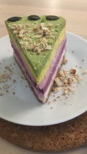 Layered raw cake at Agrus in Lviv