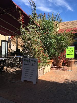 outside courtyard at Desert Roots Kitchen in Tempe