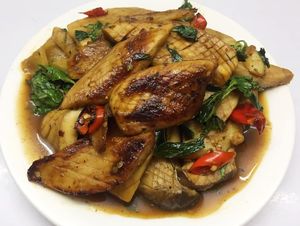 mock meat at Sweet Root Vegetarian Restaurant  in Phnom Penh