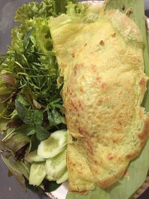 Ban cha (Cambodian crepe)  at Sweet Root Vegetarian Restaurant  in Phnom Penh