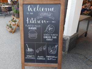 Vegan products ad at Hotel Schweizerhof Lenzerheide in Lenzerheide