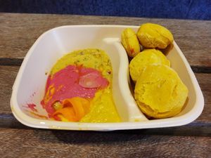 3x Hummus after some transportation... at Hotel Schweizerhof Lenzerheide in Lenzerheide