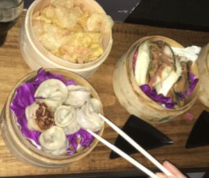 vegan mushroom and vegetable dumplings, buns and baos at KOI Beer & Dumplings in Buenos Aires