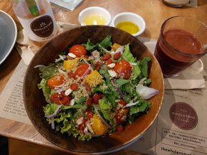 Super food salad without feta and changed dressing to lemon juice and olive oil at The Wholesome Table in Metro Manila