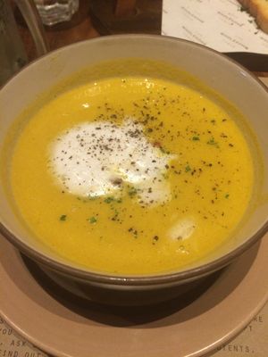 Pumpkin carrot soup at The Wholesome Table in Metro Manila