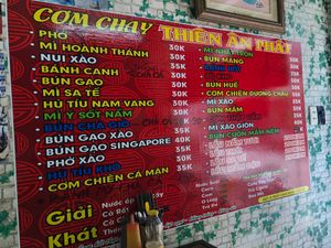 Menu at Thien An Phat in Ho Chi Minh City