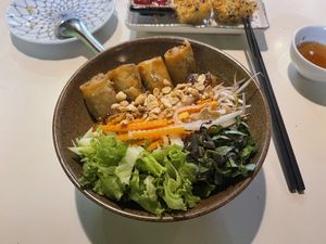 Spring roll noodles   at Metta Vegetarian in Ho Chi Minh City