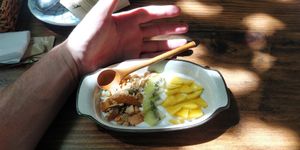 Size comparison.  Very small; don't bother. at Metta Vegetarian in Ho Chi Minh City